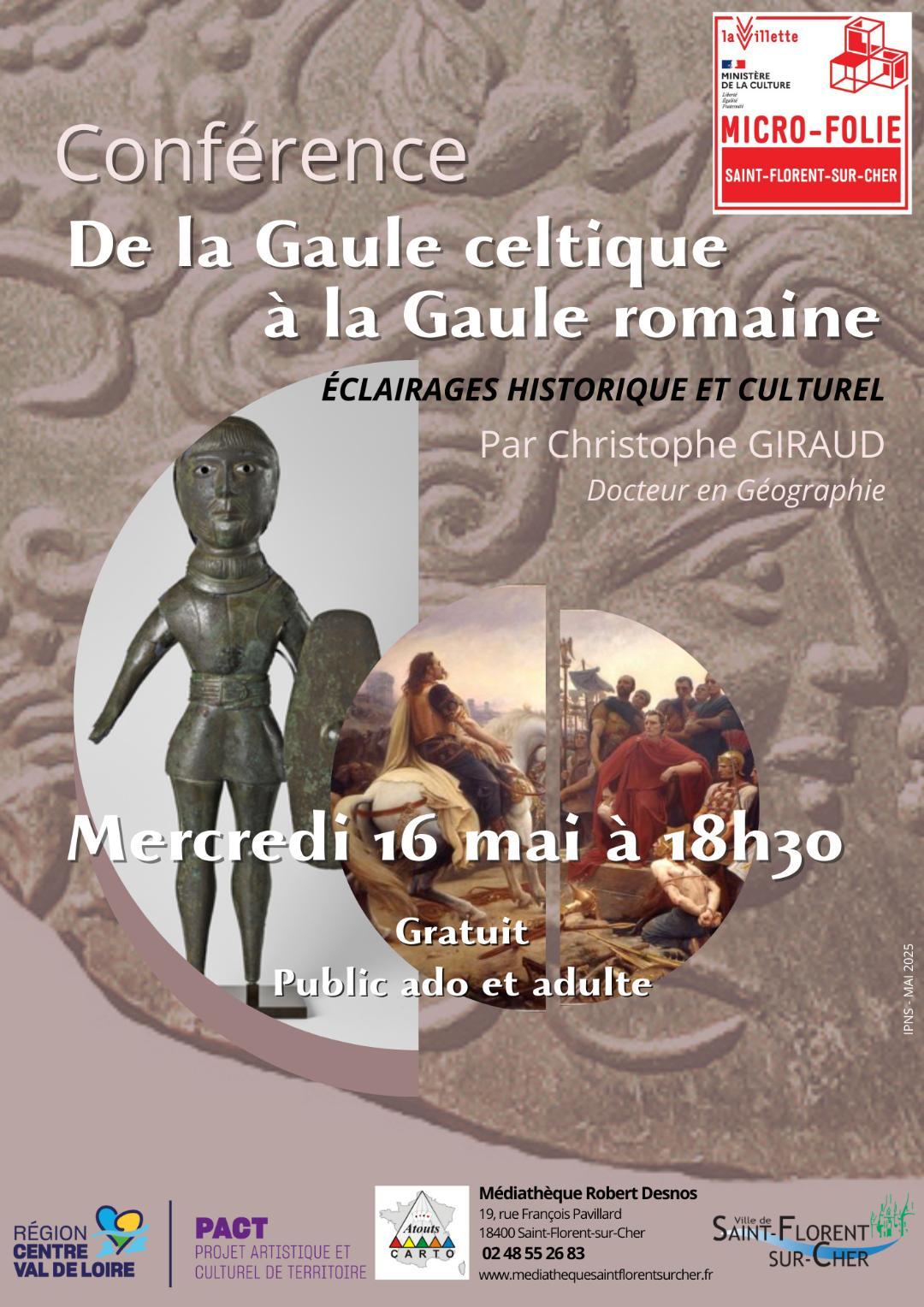 Affiche conference de la gaule celtique a la gaule romaine