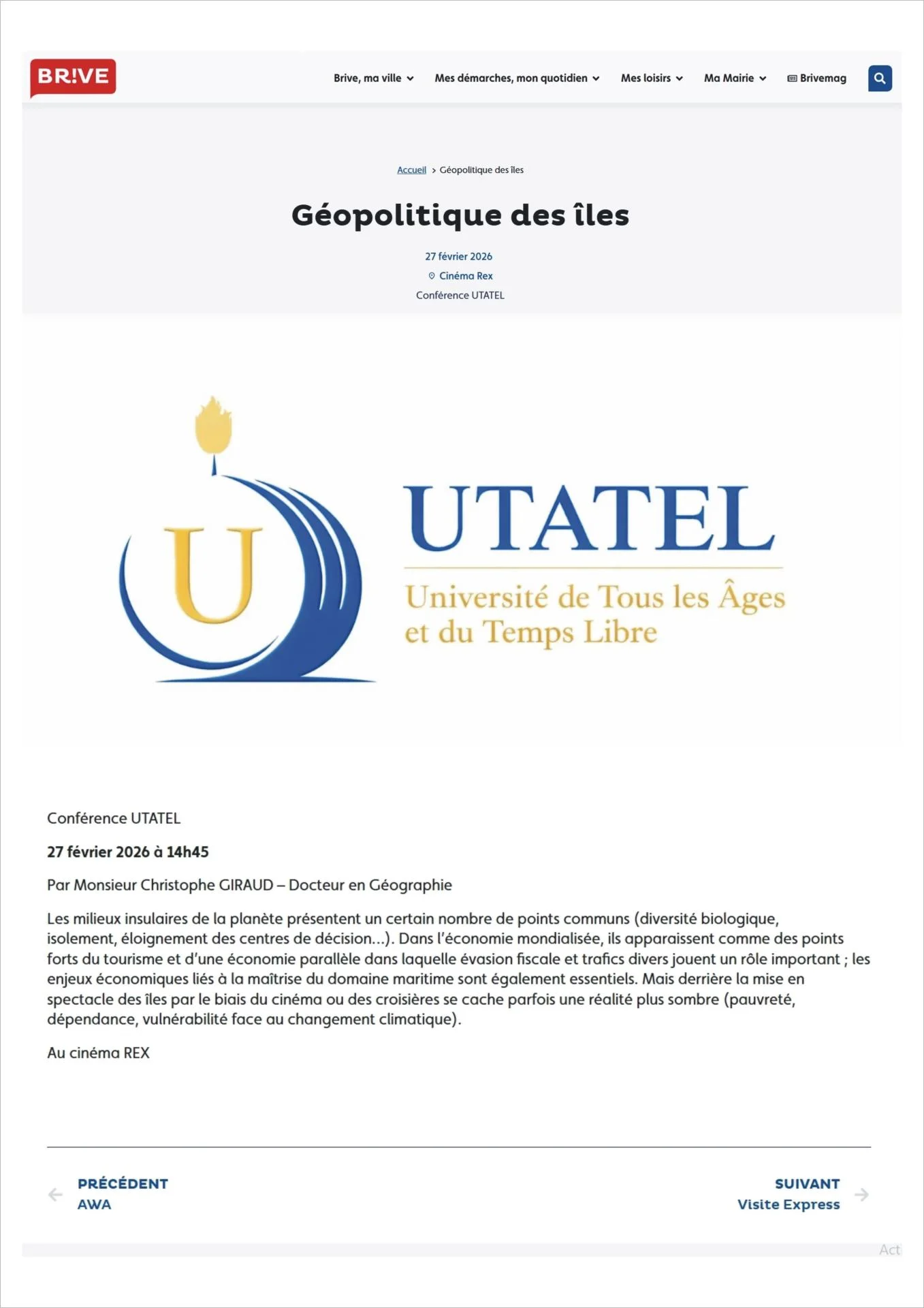 Affiche geopolitique des iles utatel 27 02 1