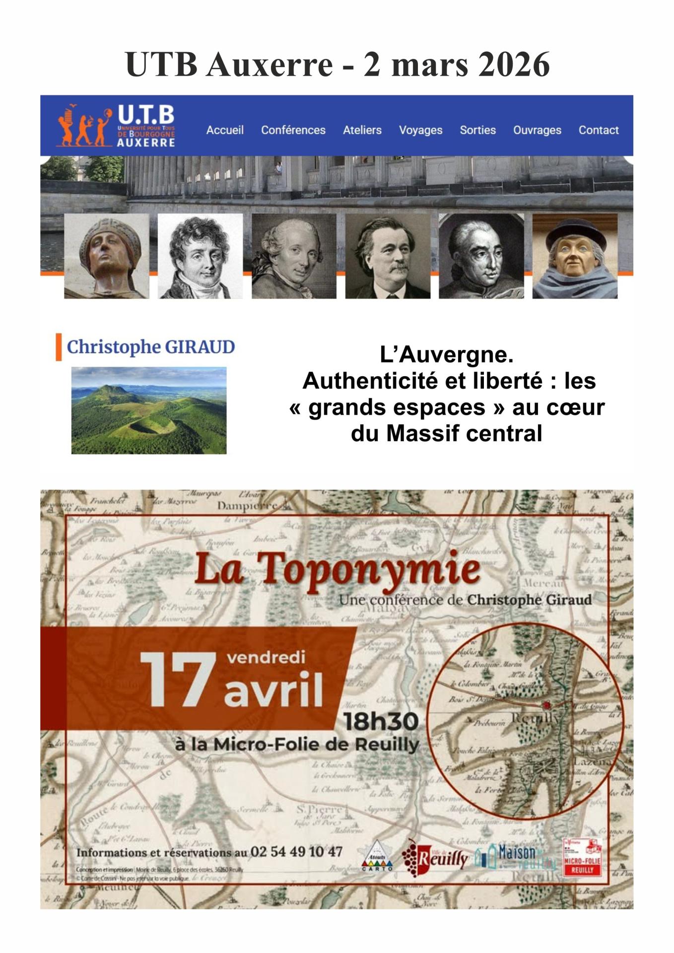 Conferences auxerre reuilly mars avril 2026